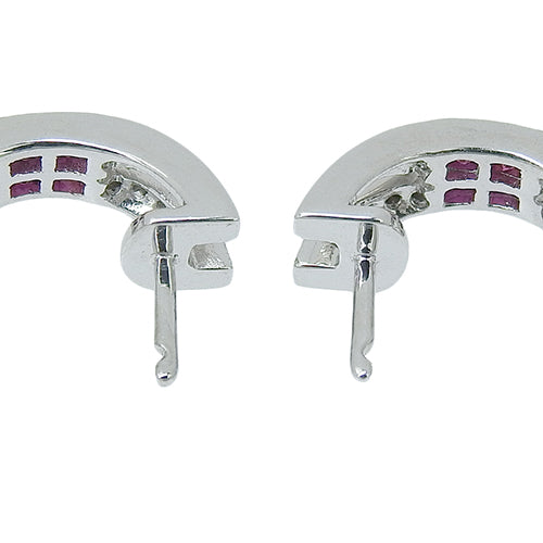 Ruby and Diamond Earrings R0.57/D0.22 K18 White Gold WG