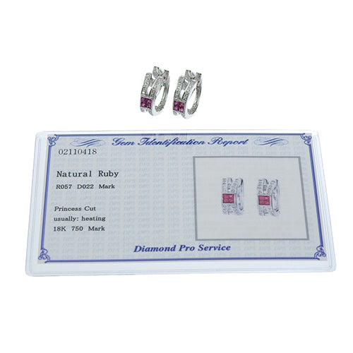 Ruby and Diamond Earrings R0.57/D0.22 K18 White Gold WG