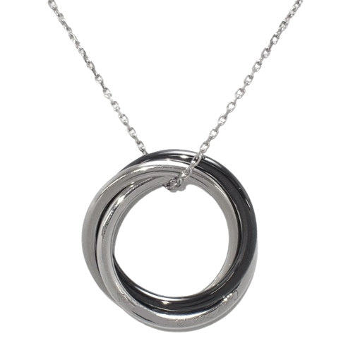 Trinity Necklace with Diamonds, Pt950 Platinum, K18 White Gold, WG Ceramic