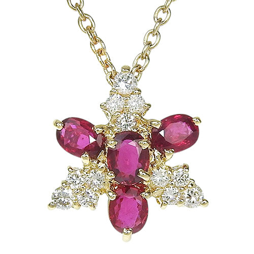 Ruby and Diamond Necklace R0.98/D0.27 K18 Yellow Gold YG