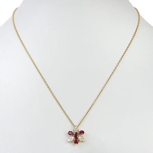 Ruby and Diamond Necklace R0.98/D0.27 K18 Yellow Gold YG