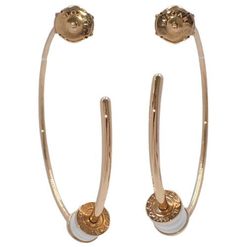 ビー・ゼロワン フープ ピアス K18 ピンクゴールド PG ホワイトセラミック B-zero1