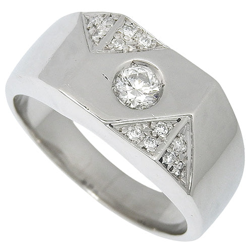 Signet Diamond Ring D0.28,0.12 Pt900 Platinum