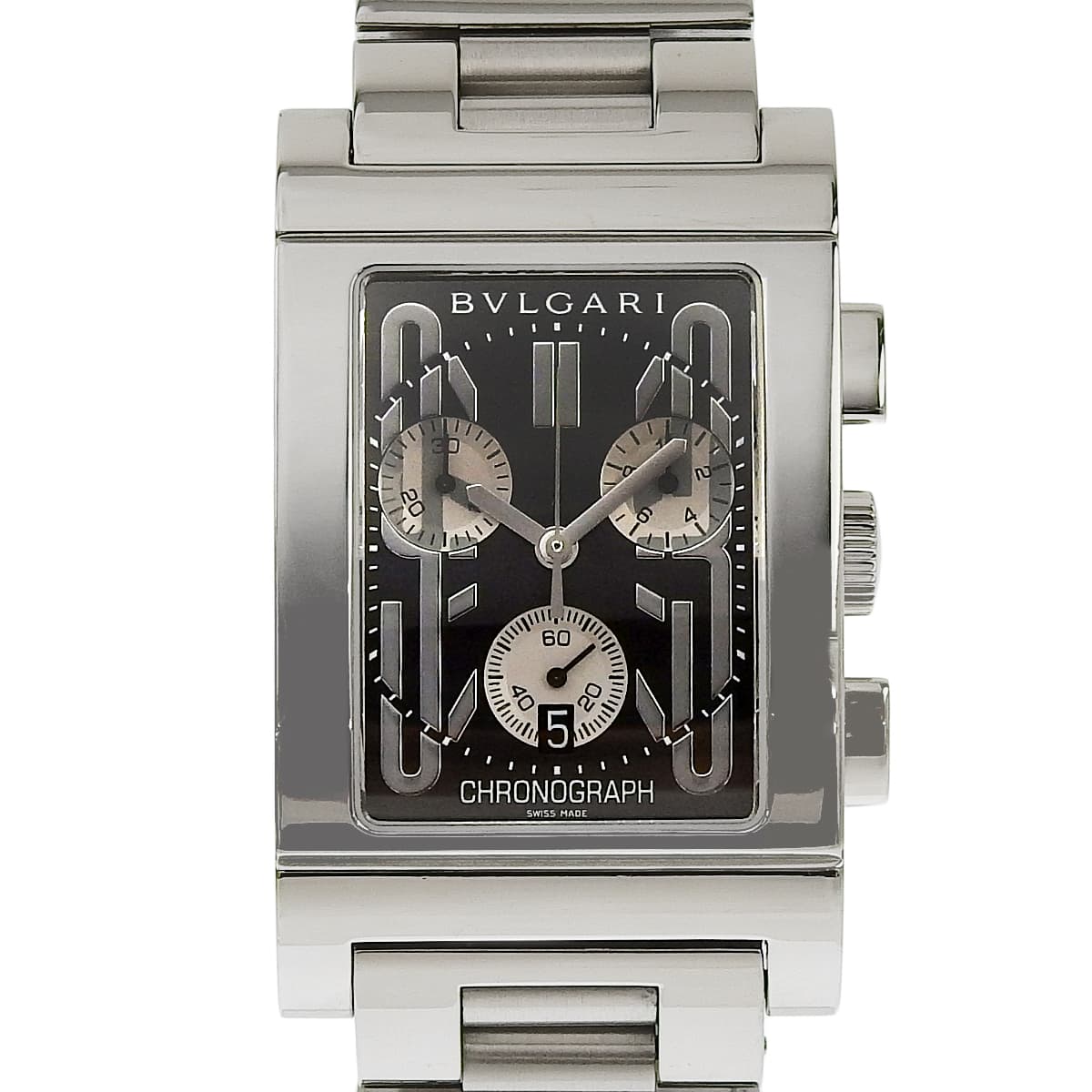 Rettangolo 计时码表 RTC49S 不锈钢黑色石英男士腕表