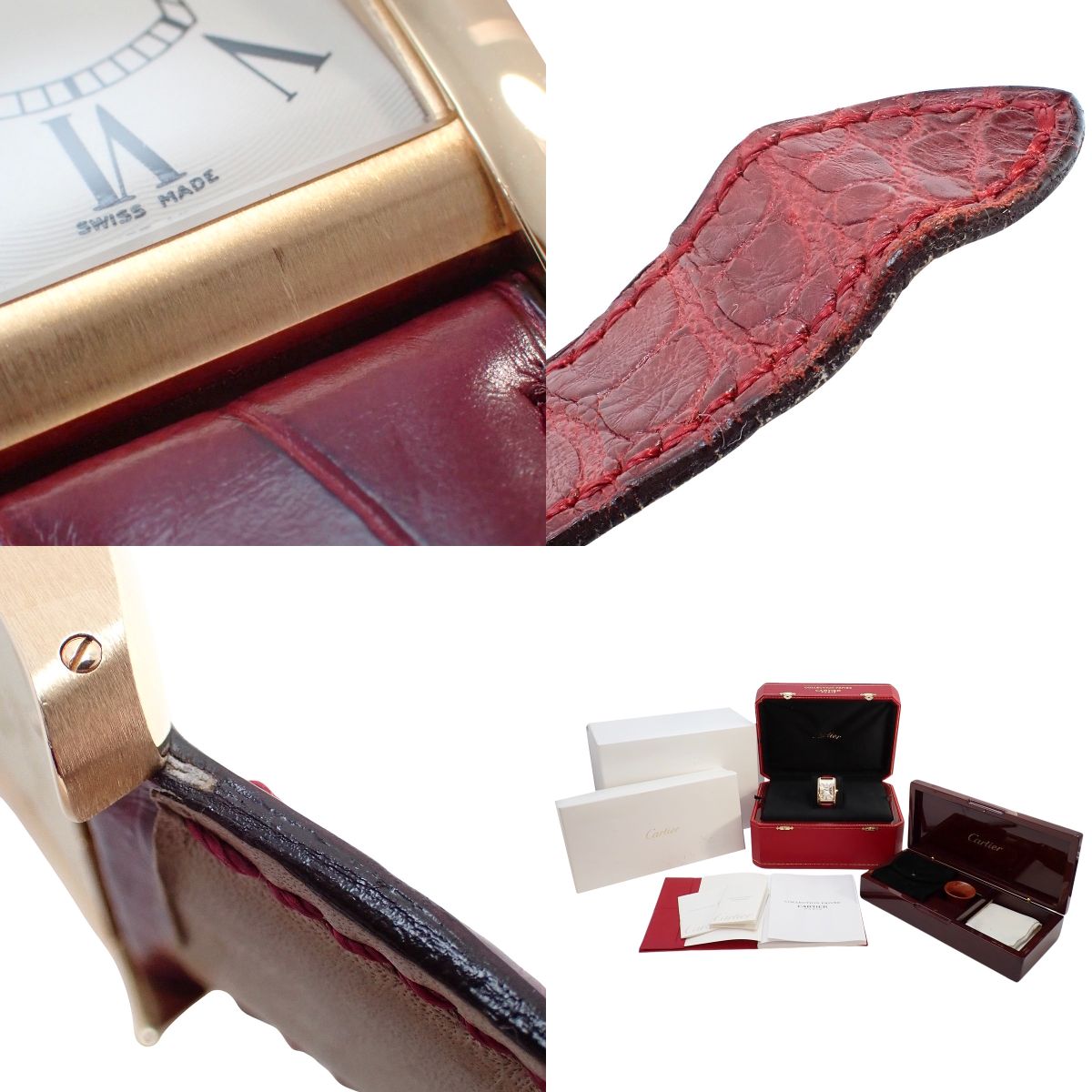 タンクアメリカンLM W2604751 YG/革 ホワイト 手巻き メンズ