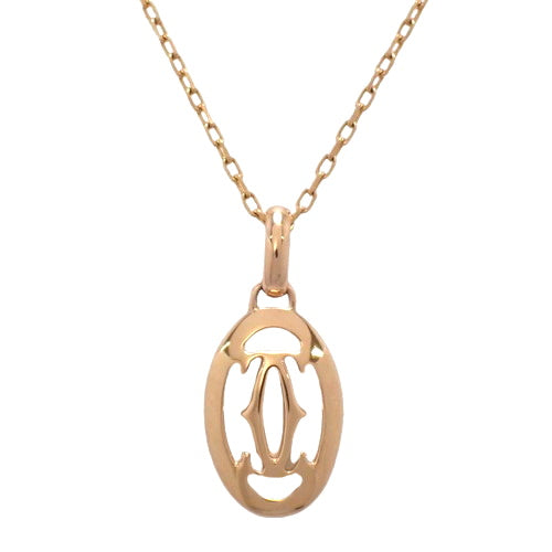 18K 玫瑰金和 PG 钻石双 C 标志项链