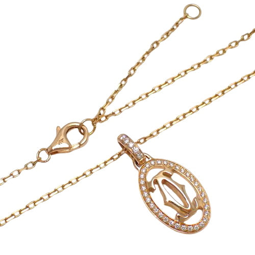 ロゴ ドゥーブルC ネックレス ダイヤモンド K18 ピンクゴールド PG
