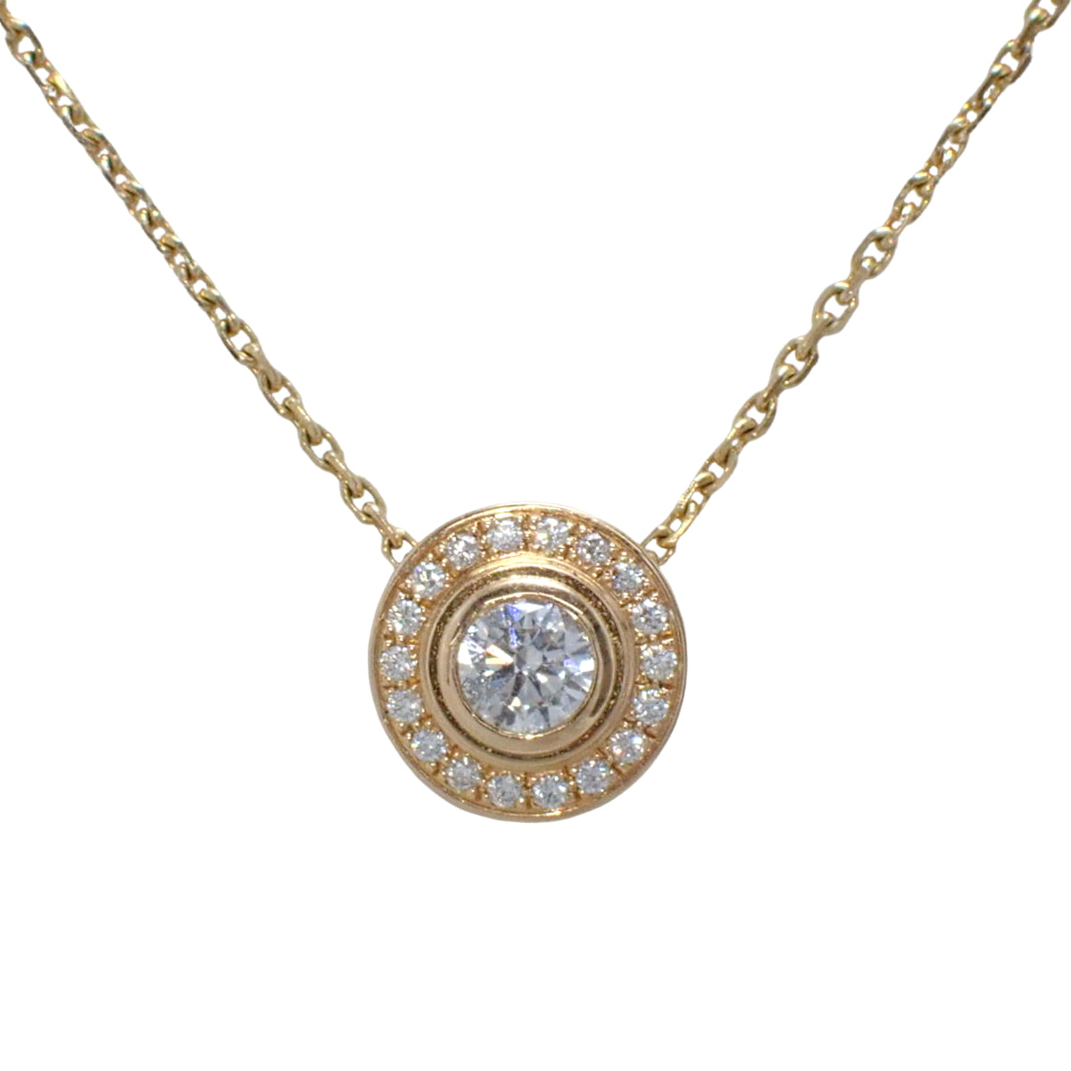 ダムール ネックレス ダイヤモンド 0.19 K18 ピンクゴールド PG パヴェ ジュエリー ペンダント