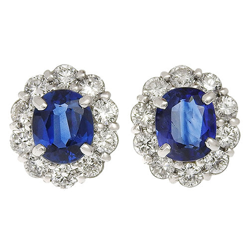 サファイア ダイヤモンド ピアス S0.665,D0.30/S0.616,D0.30 Pt900プラチナ