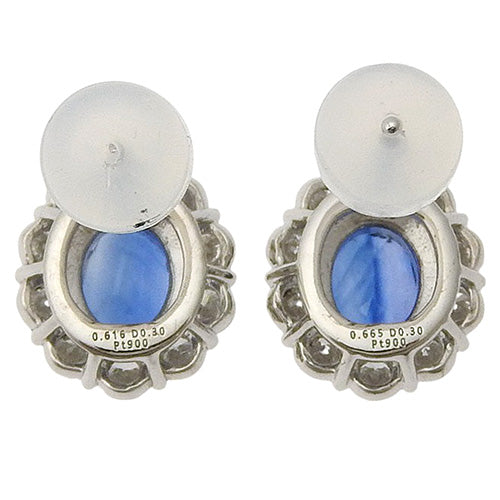 蓝宝石和钻石耳环 S0.665,D0.30/S0.616,D0.30 Pt900 铂金
