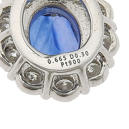 Sapphire and Diamond Earrings S0.665,D0.30/S0.616,D0.30 Pt900 Platinum