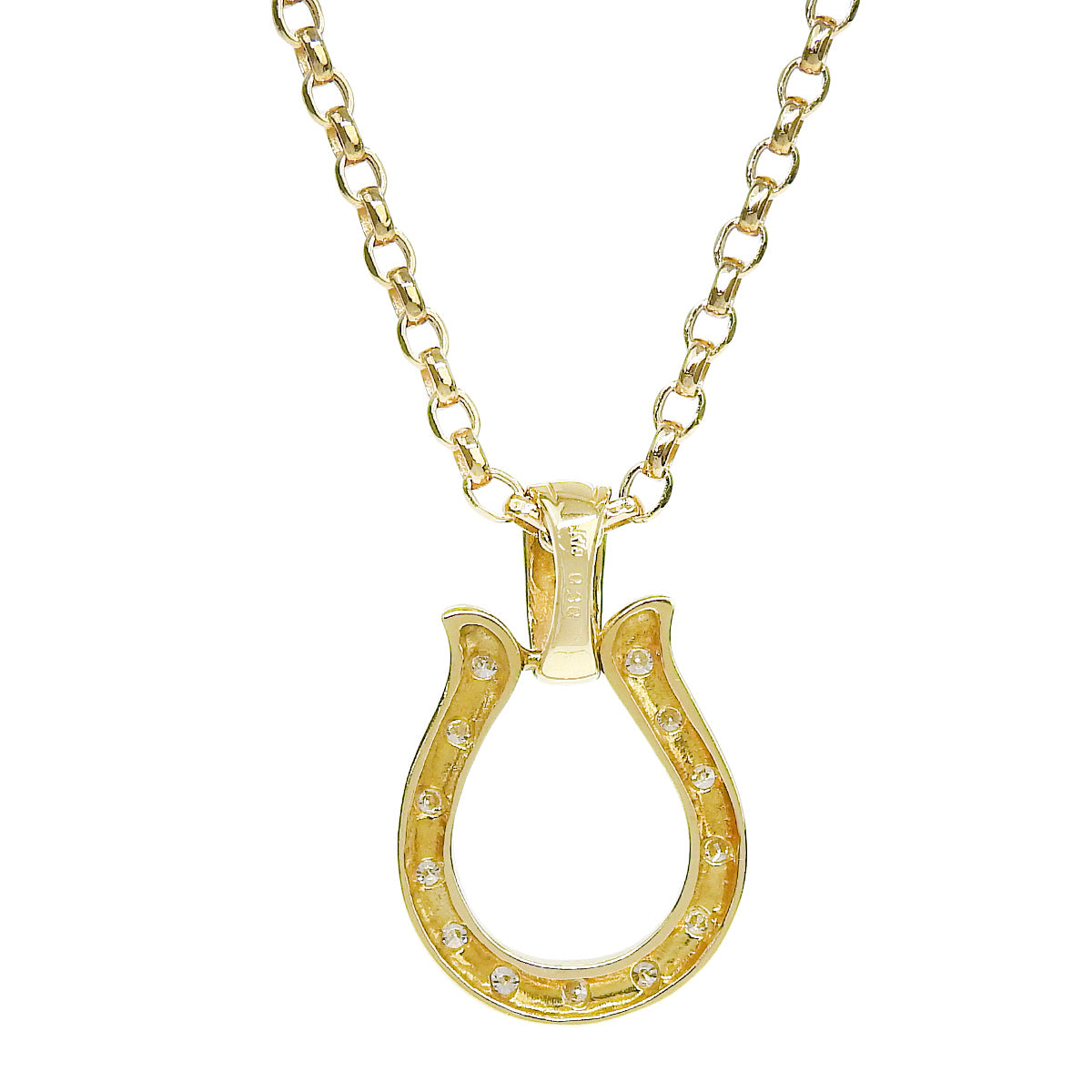 Diamond Horseshoe Necklace D0.30 K18 Yellow Gold YG Horseshoe