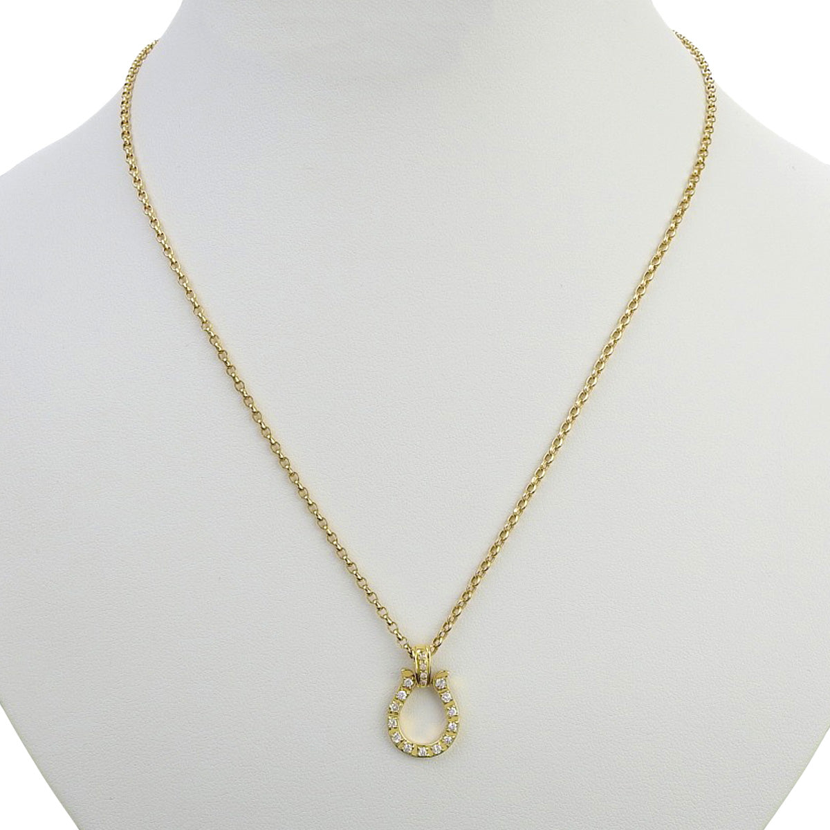 Diamond Horseshoe Necklace D0.30 K18 Yellow Gold YG Horseshoe