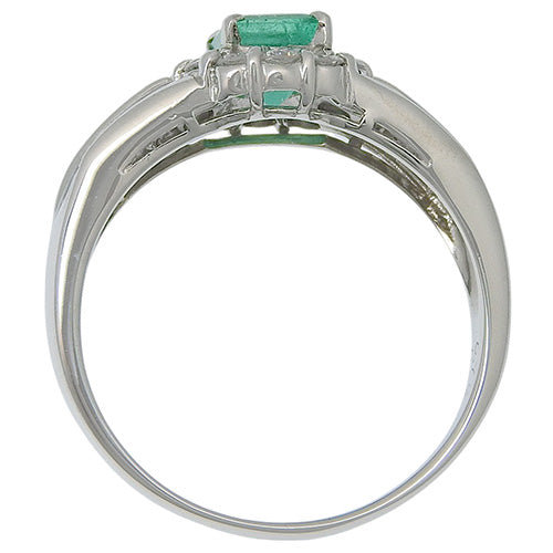 Emerald and diamond ring, E0.78/D0.50, Pt900 platinum