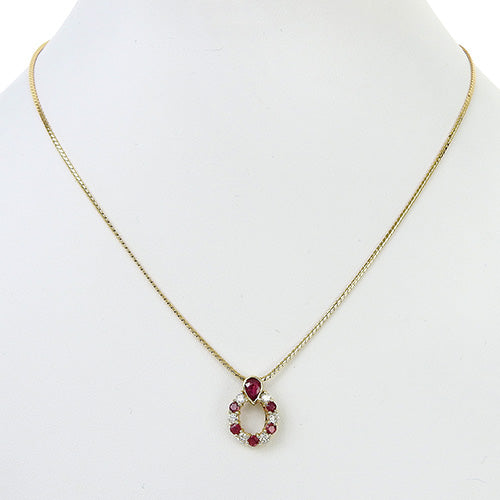 Ruby and Diamond Necklace R0.73/D0.32 K18 Yellow Gold YG