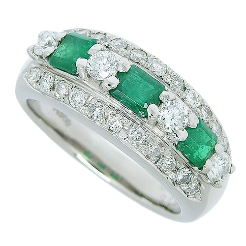 Emerald and diamond ring, E0.76/D0.70, Pt900 platinum