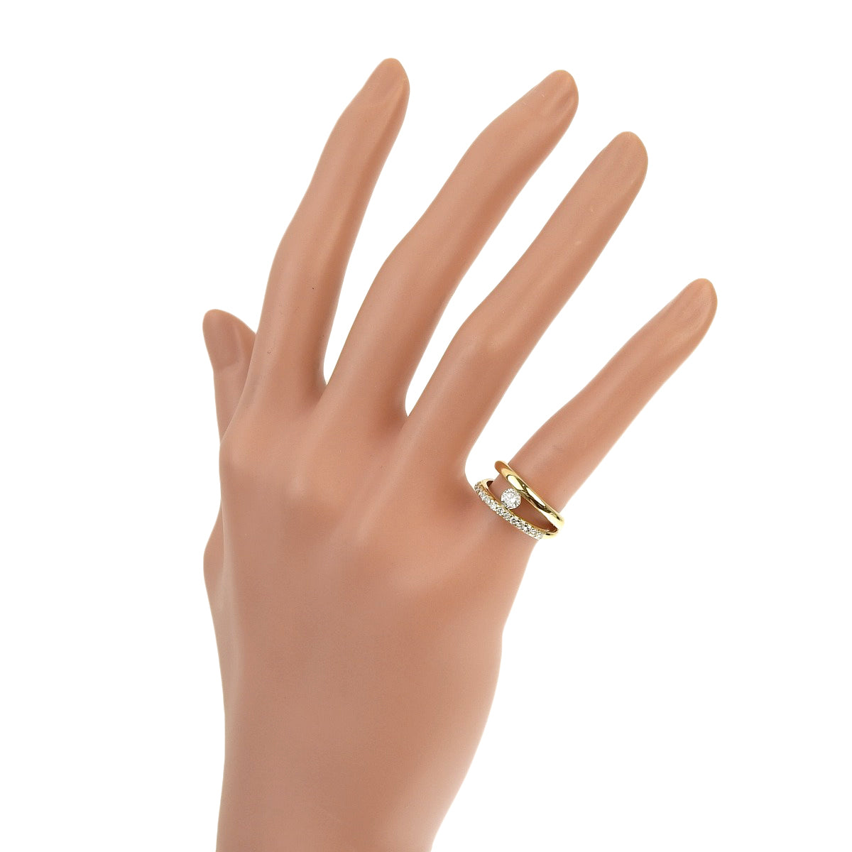 Diamond pinky ring D0.20,0.18K yellow gold YG 1PD line diamond