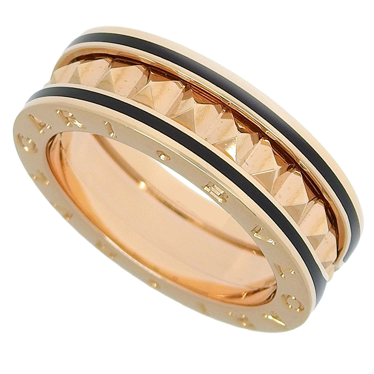 B-zero1 Lock 单环戒指,18K 玫瑰金,PG 材质,陶瓷材质