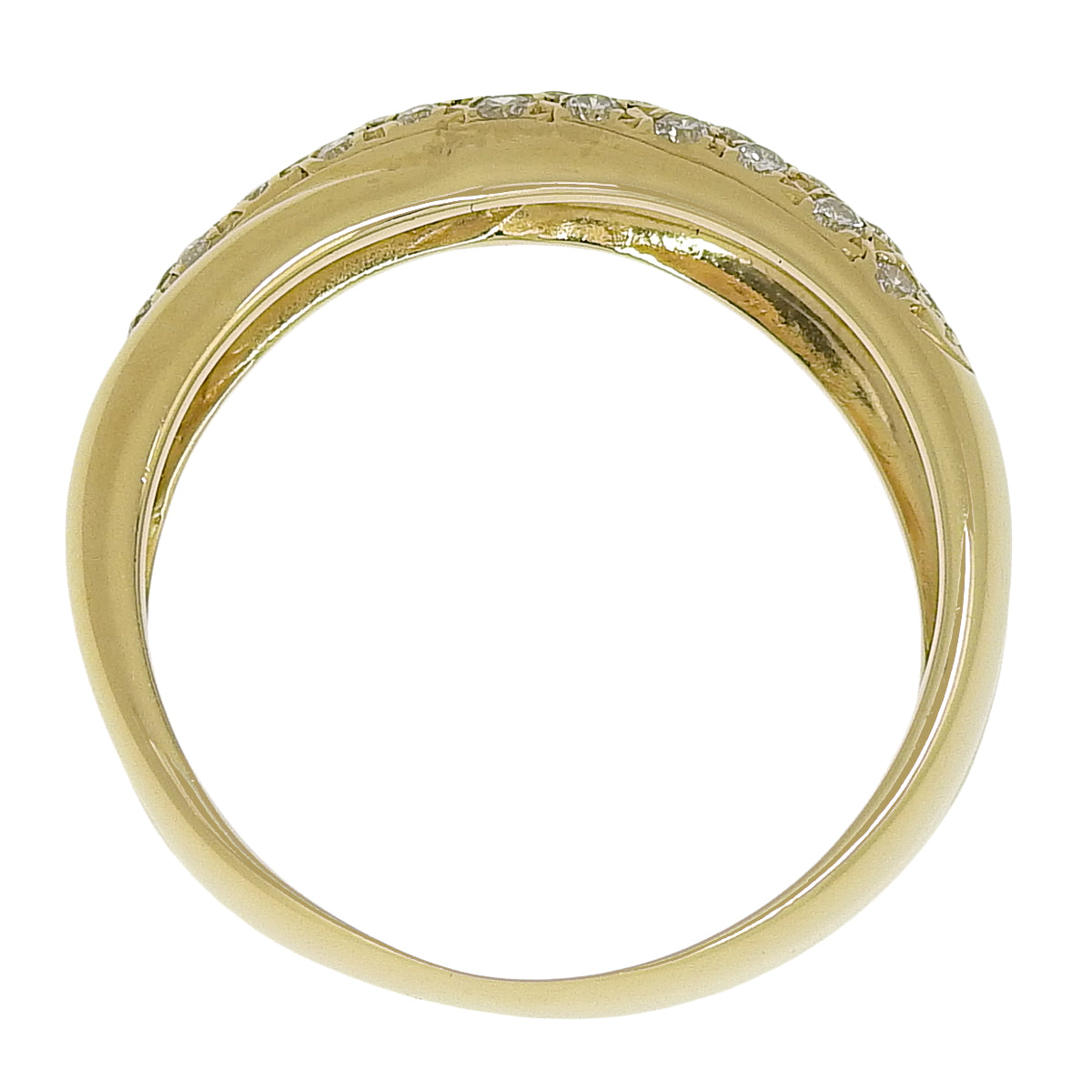 双排密镶钻石戒指,D0.30,18K黄金,YG