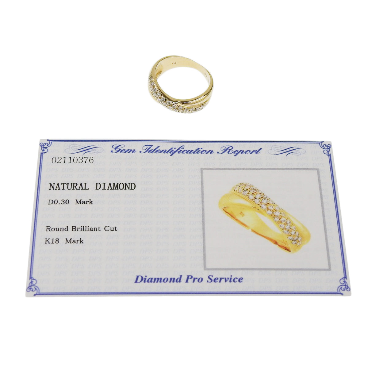 双排密镶钻石戒指,D0.30,18K黄金,YG