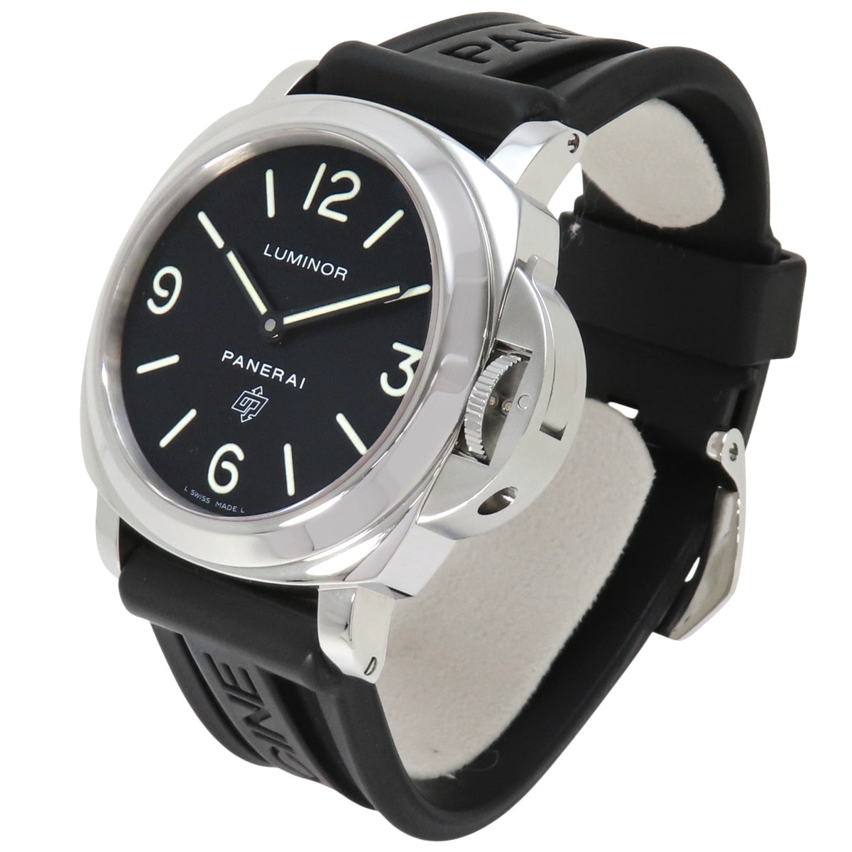 PAM00000 Luminor Base Logo SS/Rubber Hand-wound Black