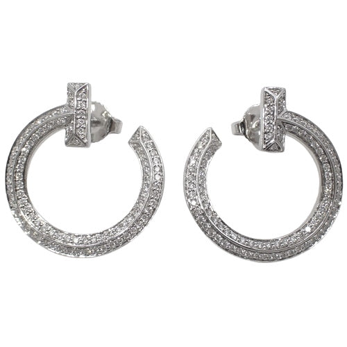T One Open Hoop Earrings with Diamonds, D0.24/D0.24, 18K White Gold, WG
