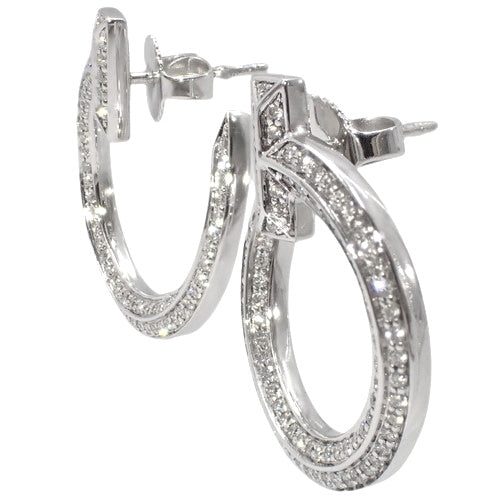 T One Open Hoop Earrings with Diamonds, D0.24/D0.24, 18K White Gold, WG