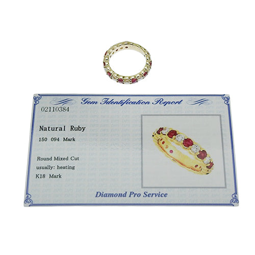 红宝石和钻石戒指 R1.50/D0.94 K18 黄金 YG