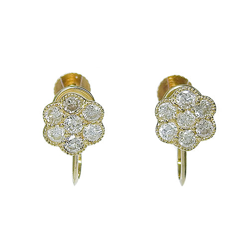 Flower Motif Earrings 0.25/0.25 K18 Yellow Gold YG