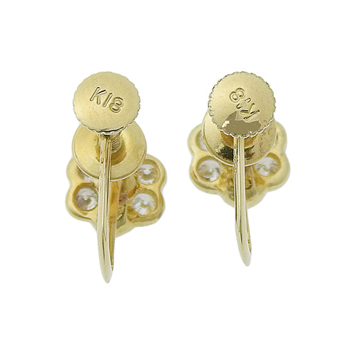 Flower Motif Earrings 0.25/0.25 K18 Yellow Gold YG