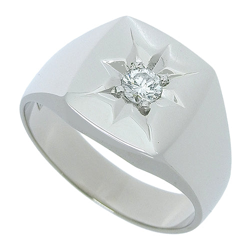 Signet Diamond Ring D0.18 Pt900 Platinum 1PD