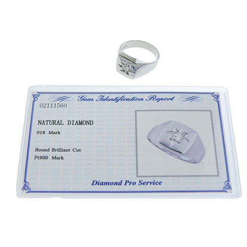 Signet Diamond Ring D0.18 Pt900 Platinum 1PD