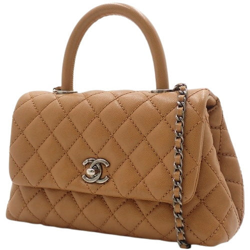 Matelasse Coco Mark Chain Shoulder Bag in Caviar Skin