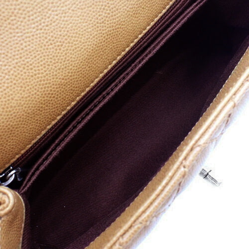 Matelasse Coco Mark Chain Shoulder Bag in Caviar Skin