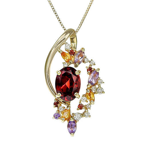 Garnet necklace G1.80/AM0.41/D0.10/CT0.41 in 18K yellow gold