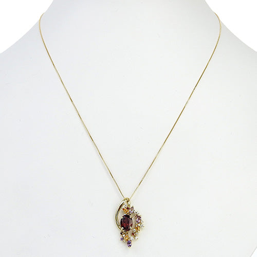 ガーネット ネックレス G1.80/AM0.41/D0.10/CT0.41 K18 イエローゴールド YG