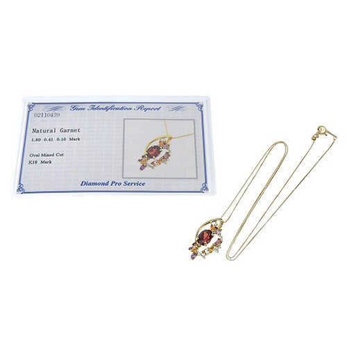 Garnet necklace G1.80/AM0.41/D0.10/CT0.41 in 18K yellow gold