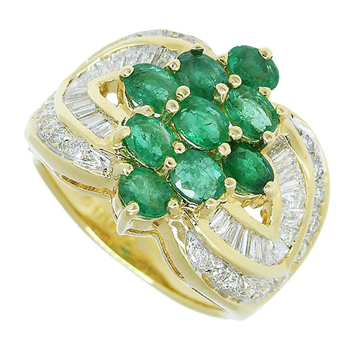 Emerald and Diamond Ring E0.46/D0.48 K18 Yellow Gold YG