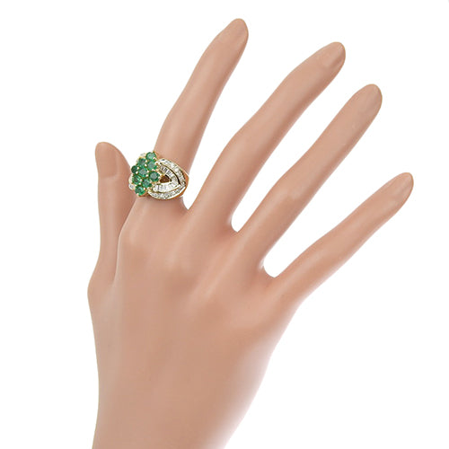 Emerald and Diamond Ring E0.46/D0.48 K18 Yellow Gold YG
