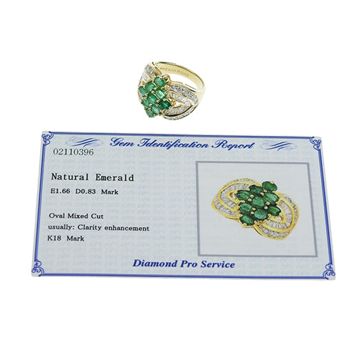 エメラルド ダイヤモンド リング E0.46/D0.48 K18 イエローゴールド YG