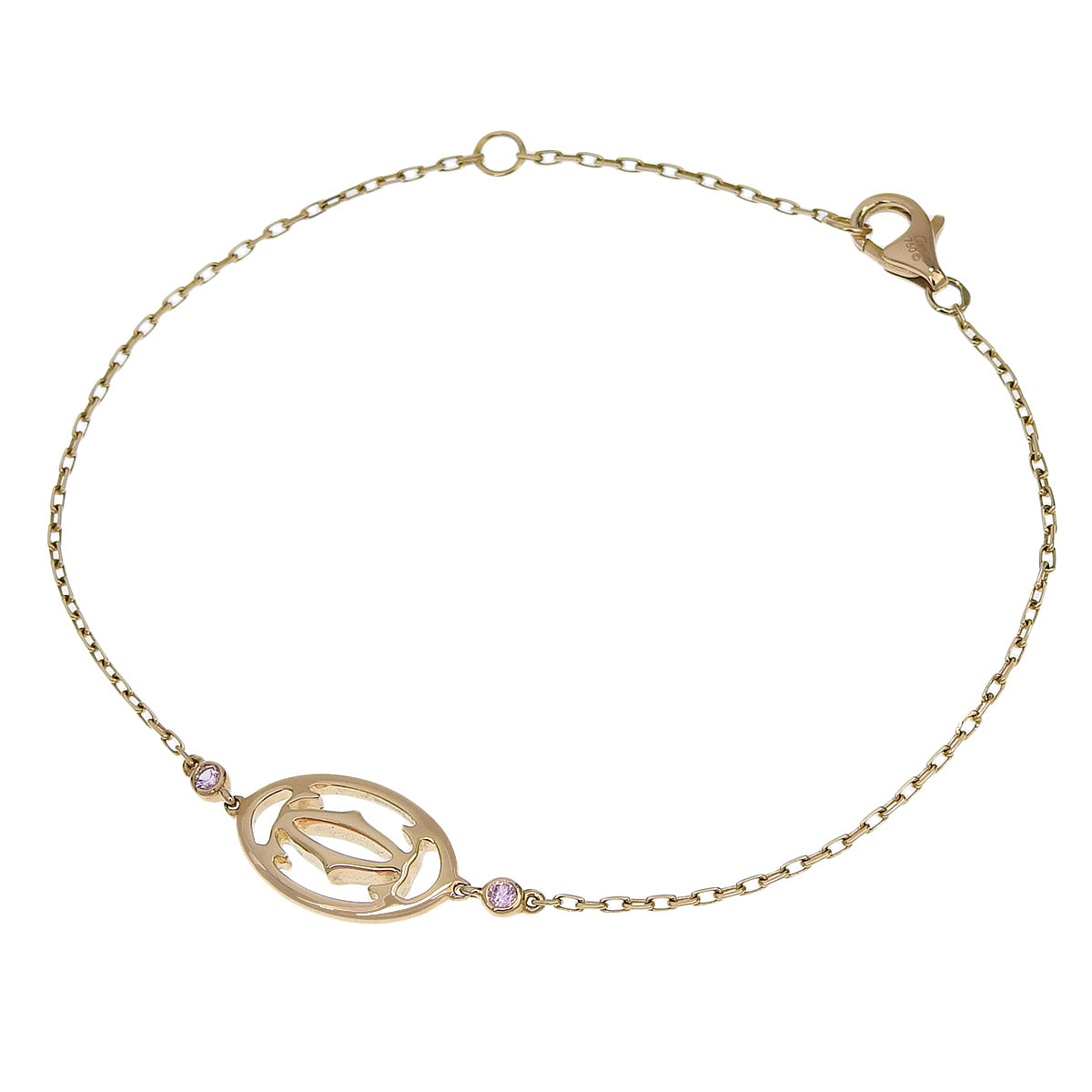 Logo Double C Bracelet with Pink Sapphire and 18K Pink Gold PG