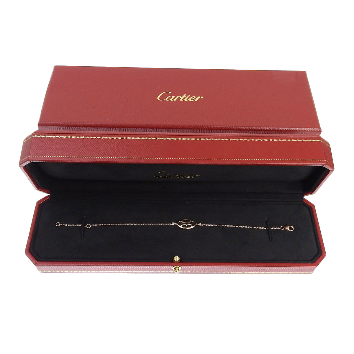 徽标双 C 手链,镶嵌粉色蓝宝石和 18K 粉红金 PG