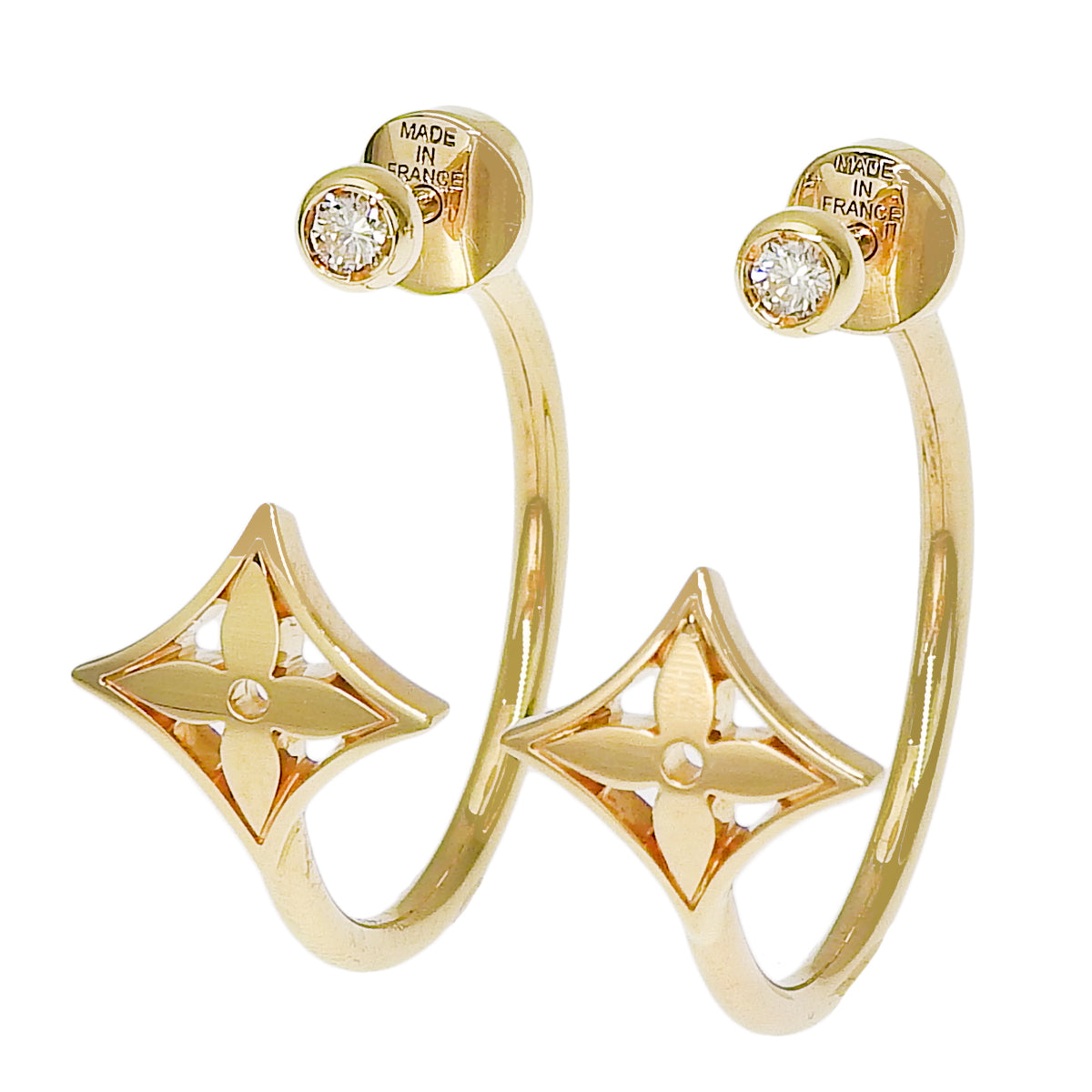 LV Creole Monogram Diamond Earrings, K18 Yellow Gold (YG)