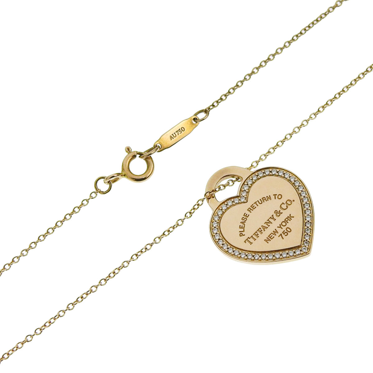 Heart Tag Pendant with Diamond in 18K Pink Gold and PG