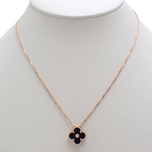 Vintage Alhambra Necklace with Onyx and Diamonds in 18K Pink Gold (PG) - 2016 Holiday Season Limited Edition