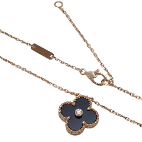 Vintage Alhambra Necklace with Onyx and Diamonds in 18K Pink Gold (PG) - 2016 Holiday Season Limited Edition
