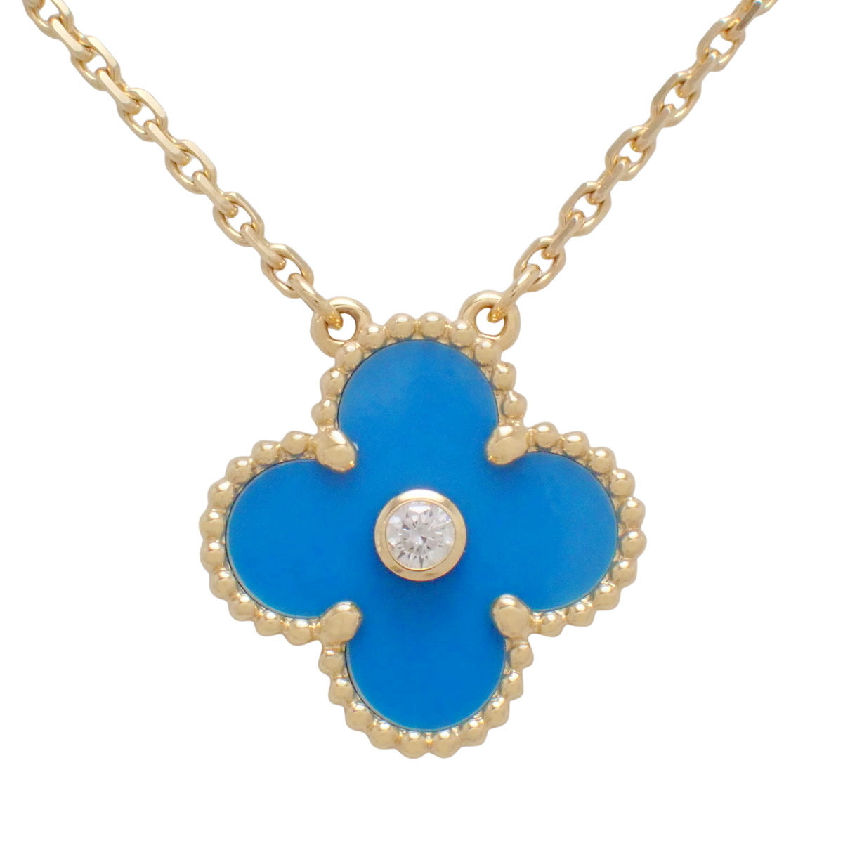 Vintage Alhambra Pendant with Diamond and Sable in 18K Yellow Gold (YG 1PD) 2019 Holiday Limited Edition