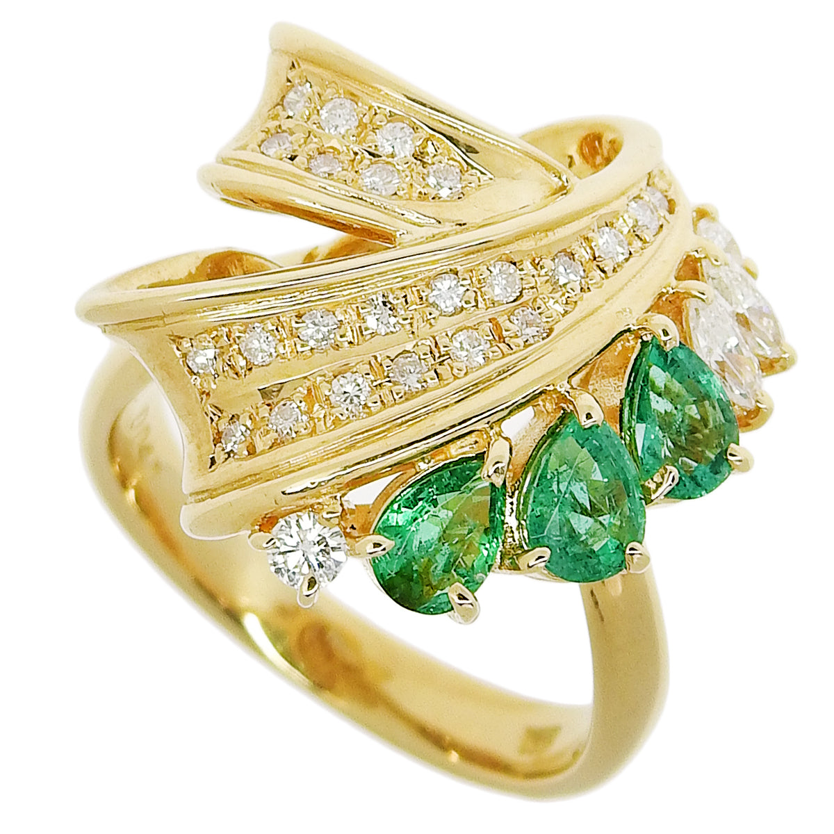 Emerald and Diamond Ring E0.84/D0.41 in 18K Yellow Gold