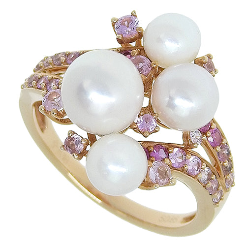 Pearl and Pink Sapphire Ring PS0.85 / K18 Pink Gold PG