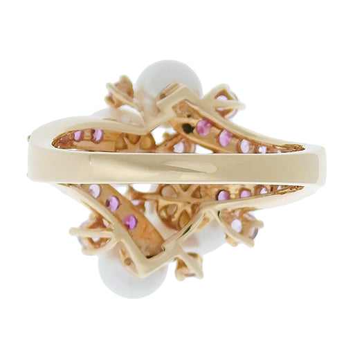 Pearl and Pink Sapphire Ring PS0.85 / K18 Pink Gold PG